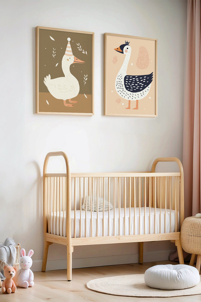 HİGUERA Minimalistička slika gusaka - Slika za dečiju sobu i sobu za bebe sa ...