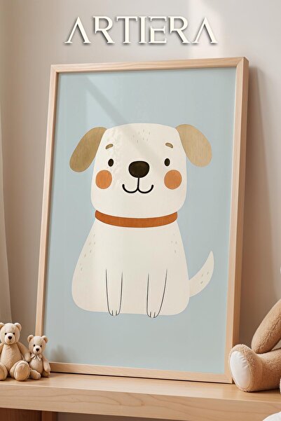 HİGUERA Cute Dog Friend με μπλε φόντο Διακόσμηση αγοριού δωματίου Ζωγραφική τ...