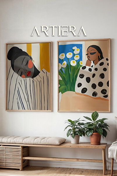 HİGUERA Μοντέρνα γυναικεία πορτρέτα Ελαιογραφία Αίσθηση Διπλό Ξύλινο Πλαίσιο ...