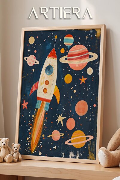 HİGUERA Rocket Stars Planets Tutorial Διαστημικό θέμα Διακόσμηση αγοριού Ξύλι...