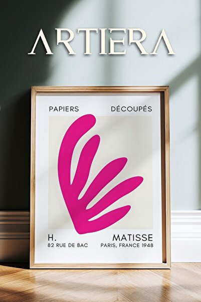 HİGUERA Σειρά Matisse Paper Cuttings Φούξια αφηρημένο φύλλο ζωγραφική τοίχου ...