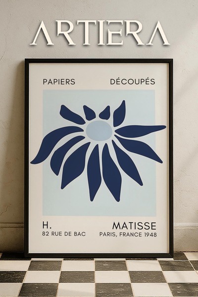 HİGUERA Σειρά Matisse Paper Cuttings Μπλε αφηρημένο λουλούδι ζωγραφική τοίχου...