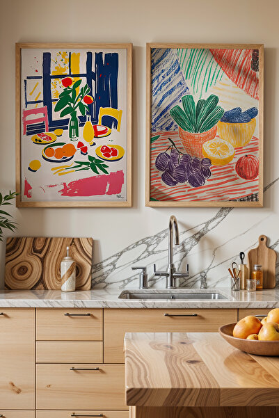 HİGUERA Πολύχρωμος πίνακας τοίχου κουζίνας με θέμα τα φρούτα και τα λαχανικά ...