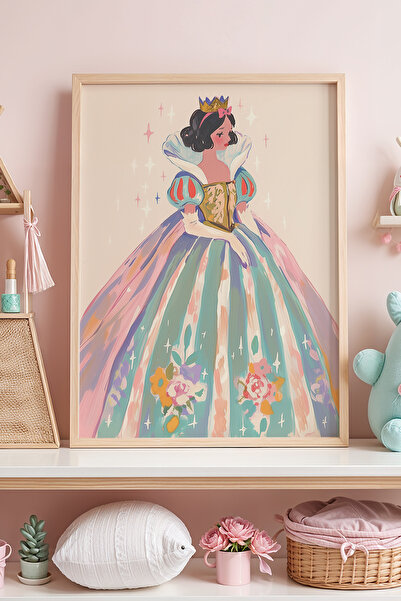 HİGUERA Θέμα Princess - Πολύχρωμο παστέλ τοίχος κοριτσίστικου δωματίου με ξύλ...