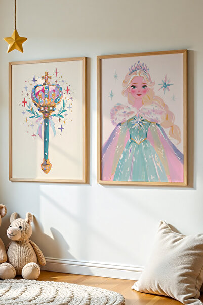 HİGUERA 2 τεμάχια Πριγκίπισσα με θέμα Frozen Oil Painting Feel Girl's Room Ζω...