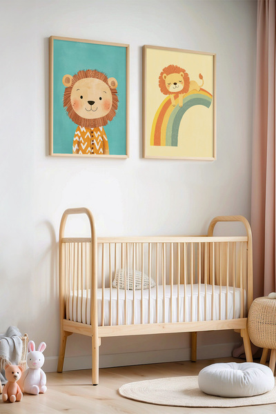 HİGUERA 2 τεμαχίων πολύχρωμο Rainbow and Lions Παιδικό δωμάτιο και βρεφικό δω...