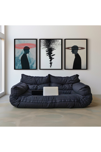 HİGUERA Σετ τριπλής αφηρημένης ανθρώπινης φιγούρας Reds Abstract Natural Wood...