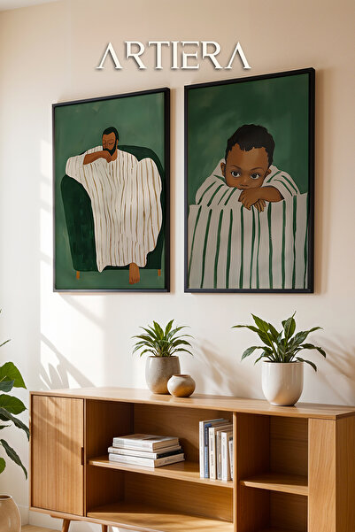 HİGUERA Βρεφικό και σκέπτοντας άντρας σε σμαραγδένιες πράσινες αποχρώσεις Ελα...