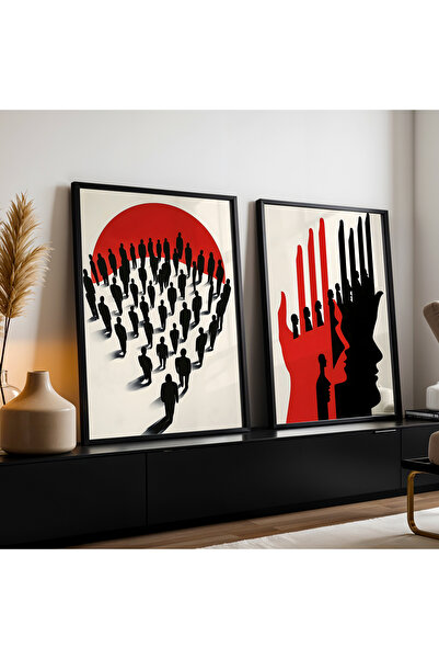 HİGUERA Ανθρώπινες Φιγούρες Κόκκινο Αφηρημένο Διπλό Σετ Ζωγραφικής Τοίχου με ...