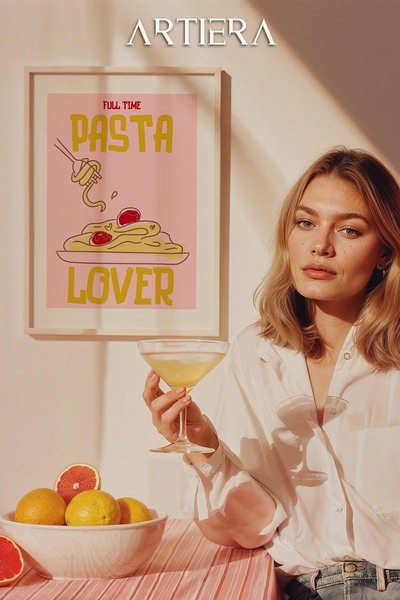 HİGUERA Τυπογραφία Μοντέρνα Μεσογειακή Ιταλική Ζωγραφική Κουζίνας με Ξύλινο Π...