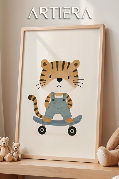HİGUERA Skateboarding Tiger Minimalist Διακόσμηση αγοριού δωματίου Ζωγραφική ...
