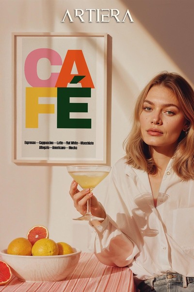 HİGUERA Τυπογραφία Μοντέρνα Μεσογειακή Ιταλική Ζωγραφική Κουζίνας με Ξύλινο Π...