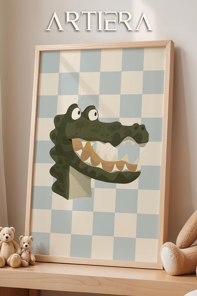 HİGUERA Crocodile Cute Safari Animals Διακόσμηση παιδικού δωματίου με γαλάζιο...