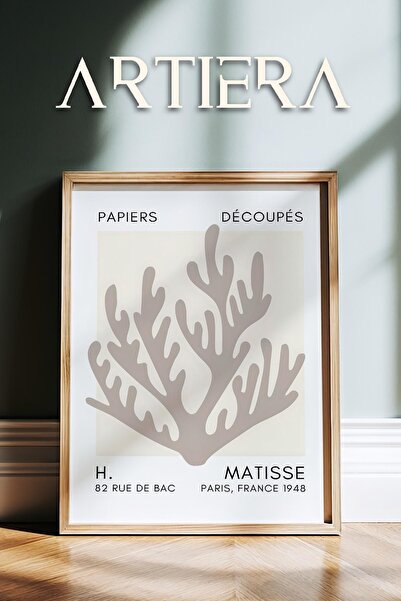 HİGUERA Σειρά Matisse Paper Cuttings Μπεζ κοραλί κλαδί ζωγραφική τοίχου με ξύ...