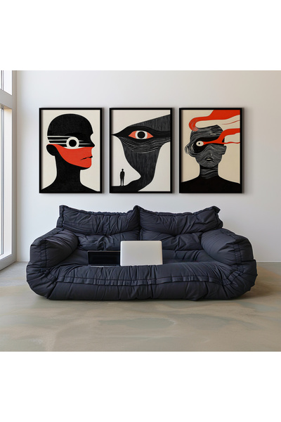 HİGUERA Τριπλή Ανθρώπινη Φιγούρα Κόκκινη Αφηρημένη Σειρά Ζωγραφική τοίχου με ...