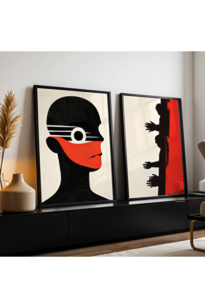 HİGUERA Silhouette Art Διπλό Φυσικό Ξύλινο Πλαίσιο Τοίχου