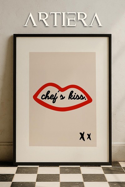 HİGUERA Τυπογραφία Μοντέρνα Μεσογειακή Ιταλική Ζωγραφική Κουζίνας με Ξύλινο Π...