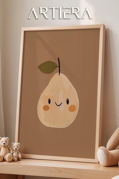 HİGUERA Χαριτωμένο αχλάδι με φόντο γήινο μωρό Διακόσμηση παιδικού δωματίου Ζω...