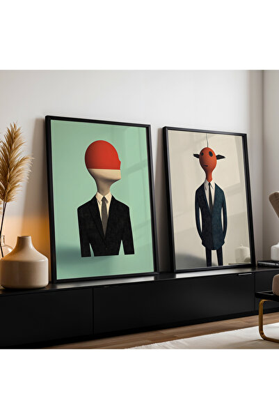 HİGUERA Σετ ζωγραφικής τοίχου με αφηρημένη ανθρώπινη φιγούρα διπλό κόκκινο αφ...