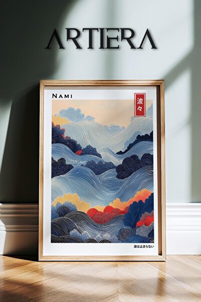 HİGUERA Hokusai Nami Japanese Waves - Μοντέρνα ζωγραφική τοίχου της Japandi A...