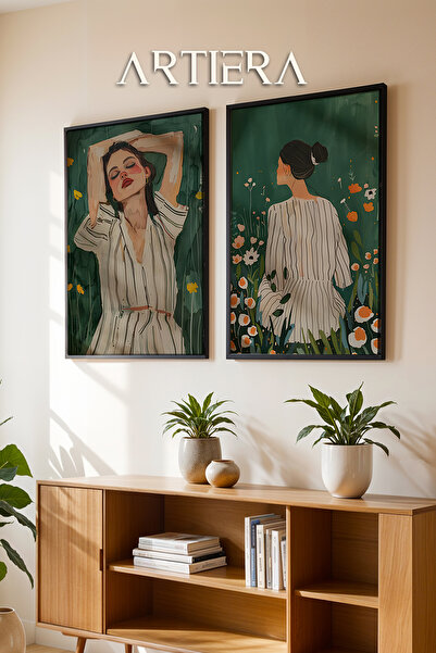 HİGUERA Σμαραγδένια πράσινα λουλούδια μέσα σε γυναίκες Αίσθηση ελαιογραφίας Δ...