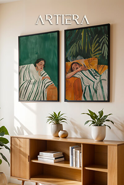 HİGUERA Γυναίκες που αναπαυόμαστε με θέμα την ειρήνη Ελαιογραφία Feel Διπλό ξ...