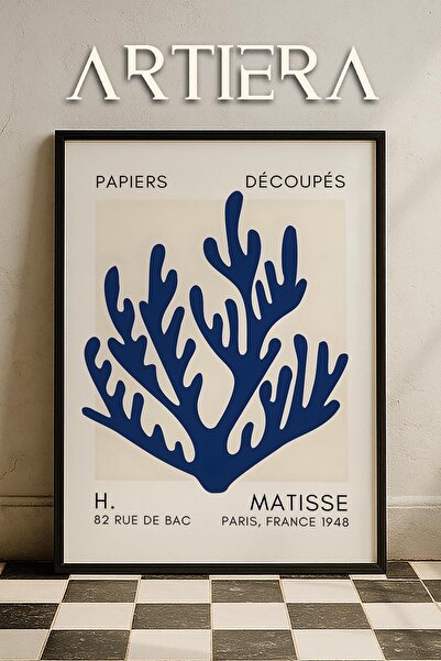 HİGUERA Σειρά Matisse Paper Cuttings Πίνακας τοίχου με ξύλινο πλαίσιο Navy Bl...