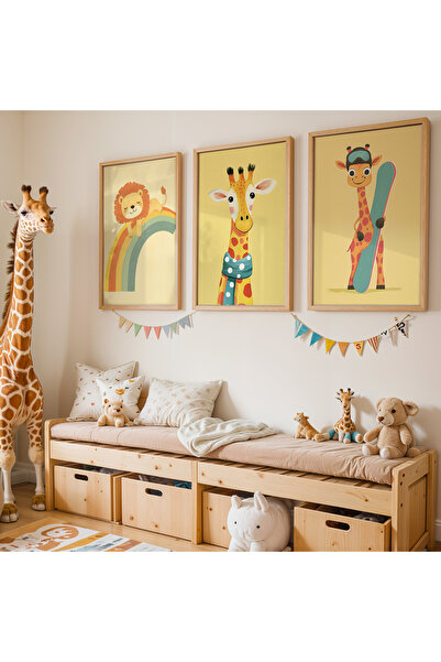 HİGUERA Happy Giraffes Διασκεδαστικό και πολύχρωμο Παιδικό Δωμάτιο Σετ ζωγραφ...