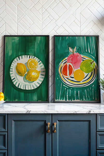 HİGUERA Λεμόνι και Τροπικά Φρούτα KTB Ζωγραφική τοίχου κουζίνας με φυσικό ξύλ...