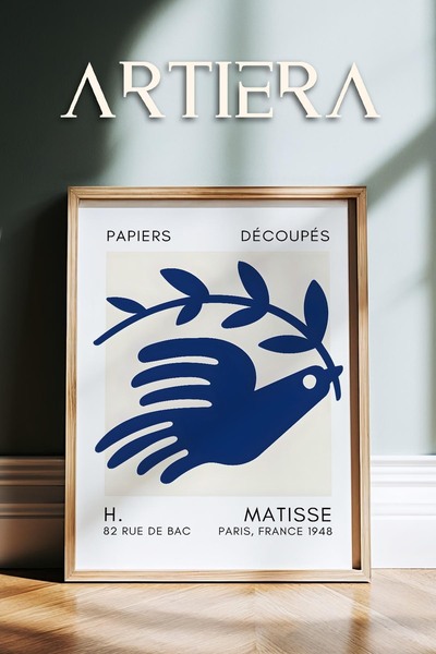 HİGUERA Σειρά Matisse Paper Cuttings Σκούρο Μπλε Αφηρημένος Περιστέρι Πίνακας...