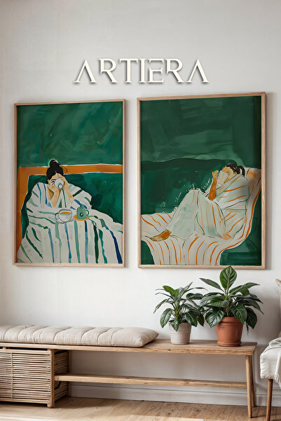 HİGUERA Σμαραγδένια πράσινα τόνοι Coffee Enjoyment Oil Painting Feel Διπλό ξύ...