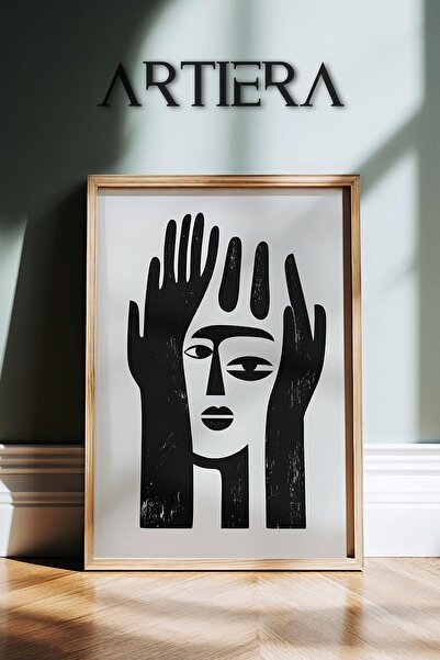 HİGUERA Σύγχρονη μινιμαλιστική τέχνη Μαύρα χέρια και σύνθεση προσώπου Ζωγραφι...