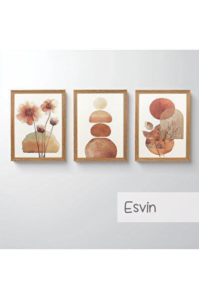 Ahsen resim çerçeve Çerçeveli 3'lü Tablo Set - Duvar Dekoru Soyut Tabloları -...