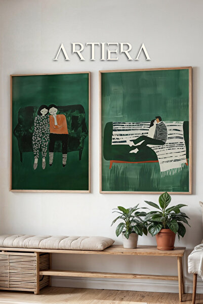 HİGUERA Ζωγραφική τοίχου με θέμα το ζευγάρι και το αγκαλιάσμα σε καναπέ με ξύ...