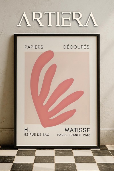 HİGUERA Σειρά Matisse Paper Cuttings Dusty Pink Abstract Leaf Ζωγραφική τοίχο...