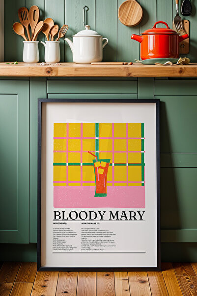 HİGUERA Αξεσουάρ κουζίνας Blody Mary Cocktail Πίνακας με φυσικό ξύλινο πλαίσιο