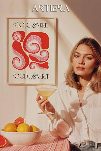 HİGUERA Τυπογραφία Μοντέρνα Μεσογειακή Ιταλική Ζωγραφική Κουζίνας με Ξύλινο Π...