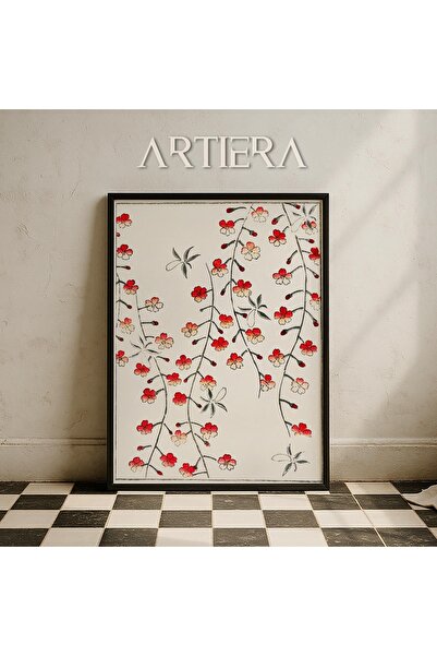 HİGUERA Κόκκινα λουλούδια Βοτανική Μινιμαλιστική Vintage Τέχνη Japandi Πίνακα...