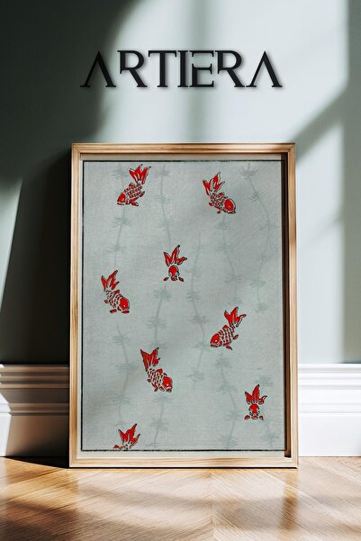 HİGUERA Vintage μοτίβα Japandi Art Ζωγραφική τοίχου με φυσικό ξύλινο πλαίσιο