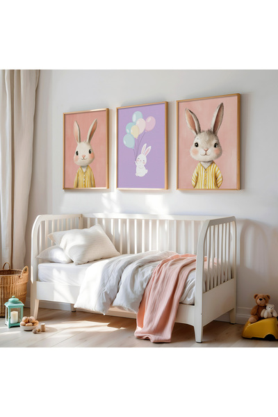 HİGUERA Σετ 3 Cheerful Rabbits and Balloons – Παιδικό Σετ ζωγραφικής με φυσικ...