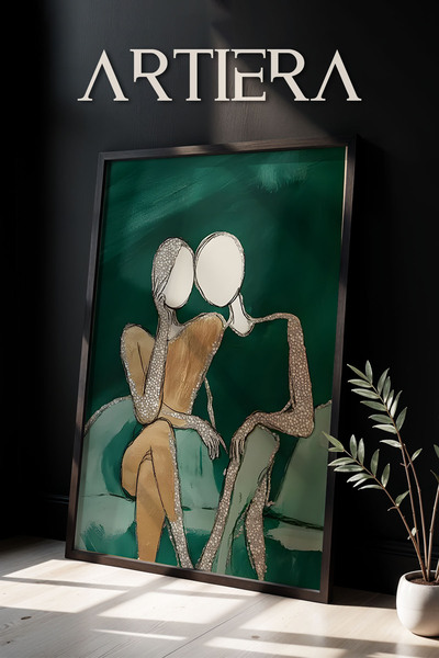 HİGUERA Modern Sevgili Portresi Çağdaş Sanat Ahşap Çerçeveli Duvar Tablosu