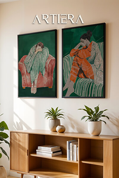 HİGUERA Μελανχολία του Κόκκινου και του Πράσινου Ελαιογραφία Αίσθηση Διπλό Ξύ...