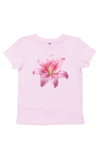 WHITE OF CREATIVE Kadın Lotus Çiçek Baskılı Baby Tee Crop Top