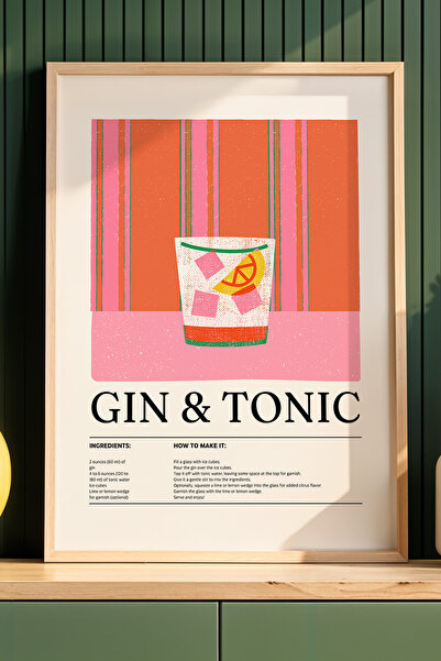 HİGUERA Gin Tonic BAR Ζωγραφική τοίχου κουζίνας με φυσικό ξύλινο πλαίσιο