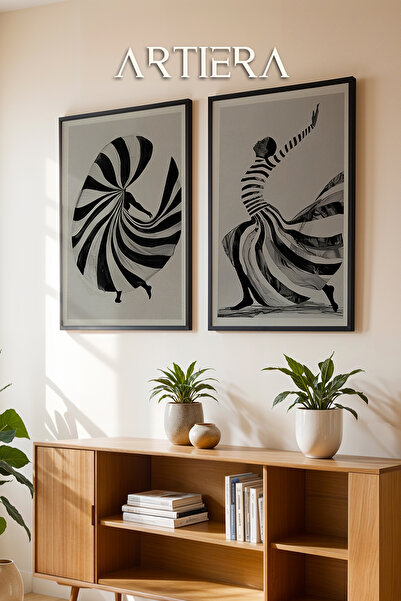 HİGUERA Abstract Dancer Figures Μονόχρωμη ελαιογραφία Feel Διπλό ξύλινο πλαίσ...