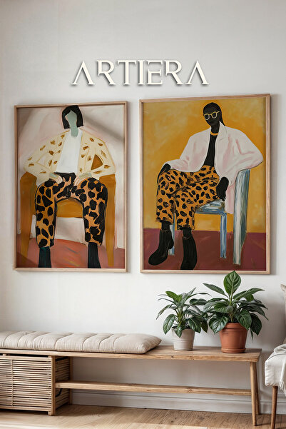 HİGUERA Leopard Spirit and Style Posture Oil Painting Feel Διπλό ξύλινο πλαίσ...