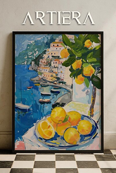 HİGUERA Amalfi Modern Akdeniz İtalyan Tarzı Ahşap Çerçeveli Mutfak Tablosu, M...