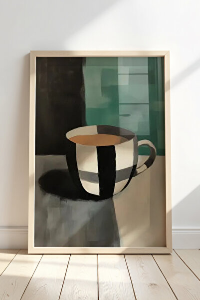 HİGUERA Τραπέζι με μαύρο και άσπρο γεωμετρικό κύπελλο με λεπτομέρεια από φυσι...