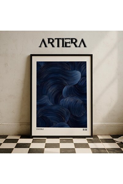 HİGUERA Ishiki Consciousness – Μοντέρνα Τέχνη Japandi Μπλε Μπλε Πινέλο Μοτίβο...