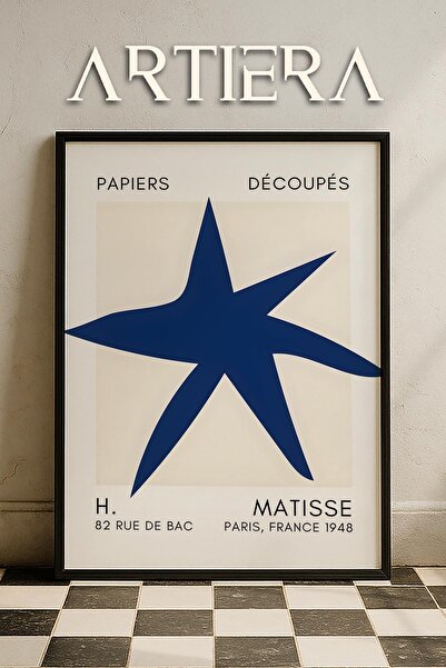HİGUERA Σειρά Matisse Paper Cuttings Σκούρο Μπλε Abstract Star Ζωγραφική τοίχ...